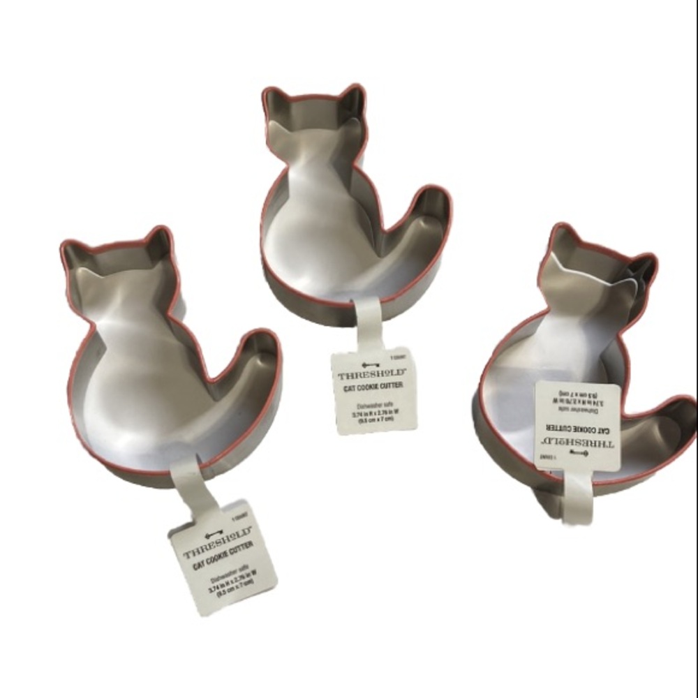 Cookie Cutters Cat Kitty with Silicone Trim Stainless Steel Set of 3